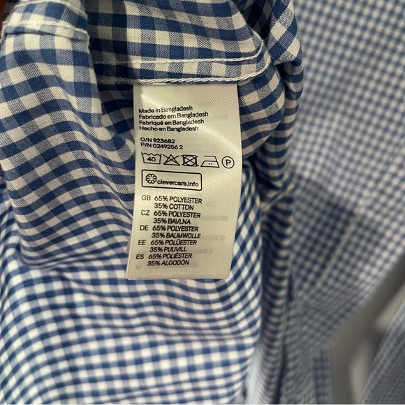 H&M | Mens Size Large Slim Fit Button Down Long sleeve Shirt | Blue & White - Picture 12 of 12